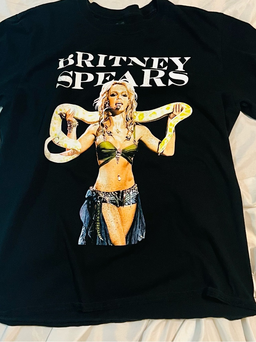 Brittany Spears Reptile-Themed Graphic T-Shirt L